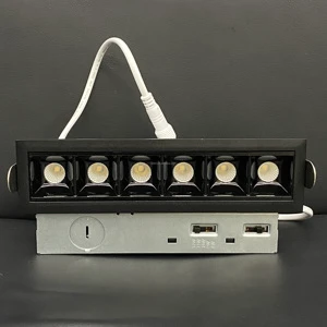 ETL Black 12W Spot Lights Aluminum Fixed Reflector Square 6 Head Recessed Anti Glare Led LED Grille Linear Light 120v Dimmable