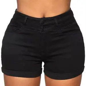 Mid Waist Plus Size Women's Breathable 100% Cotton Casual Regular Fit Summer Quick Dry Lightweight Jeans Shorts
