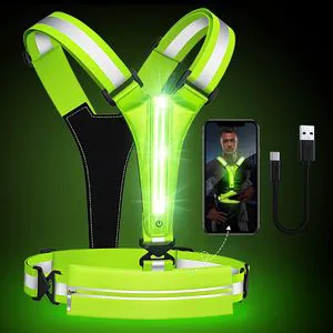 Custom Logo Rechargeable Night Outdoor Running Riding Safety Warning Reflective Vest With Waist Bag Adjustable Strap LED Vest