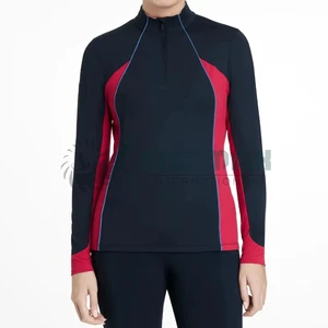 Flexible Movement Women's Horse Riding Base Layer Top Professional Style Snap Closure Soft Breathable Fabric Quick Dry
