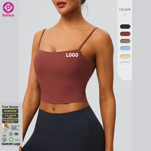 Custom Logo High-Quality Women Quick-dry and Breathable Solid Color Adjustable Small Camisole Vest with Chest Cushion