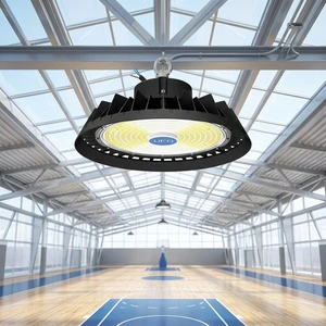 ETL DLC Premium 150W UFO LED High Bay Light 22500Lms 150LM/W IP65 Industrial Warehouse Gym Lighting with 0-10V Dimmable