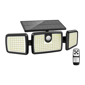 Au Silver 3-Head Waterproof IP67 Motion Sensor LED High Brightness Remote Control for Yard Garden Outdoor Solar Wall Light