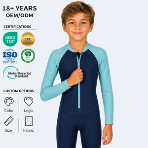 Custom Boys Long Sleeve UV Sun Protection One Piece Swimsuit Kids Full Coverage Wetsuit Swimwear For Pool And Beach