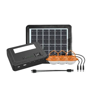 12W High-capacity Battery Rechargeable Solar Emergency Light with 3-Piece DC Bulb Lights Portable Solar Power Bank for Outdoor