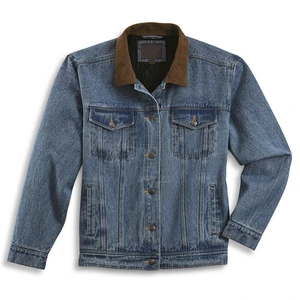 New Arrival Men's Denim Jeans Jacket Winter Front Logo Eco-Friendly Breathable Casual Work Wear Cotton Horn Button Snap Closure