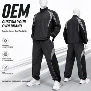 Custom Logo Men's Color Block Tracksuit Set Reflective Piping Windbreaker Jacket And Joggers Set Streetwear Two Piece Set OEM