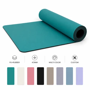 PU Rubber Yoga Mat 183x68cm 4.5mm Rectangular Non Slip Commercial Gym Pilates Workout Mat Custom Logo Private Label Supplier
