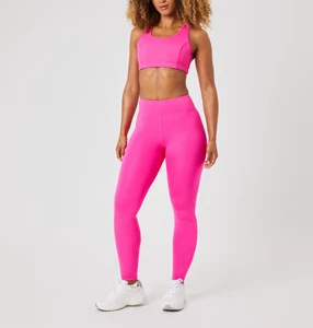 Women Solid Seamless Yoga Set High Waist Sports Bra Full Length Leggings 2 Piece Pink Workout Outfit