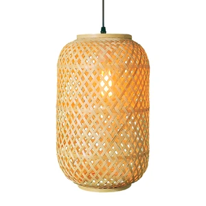 Family Hotel Indoor Handmade Rattan Hanging Lamp Bamboo Chandelier