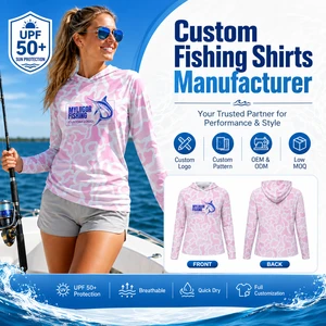 Custom Design Long Sleeve Fishing Hoodie With UPF 50 UV Protection, Breathable Sublimation Sun Shirt For Women Outdoor Angling