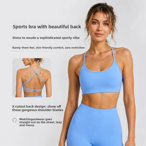 New Yoga Top with Spaghetti Strap Breathable Sports Bra Vest for Women Summer Fitness Wear Spandex/Nylon Light Support DW399