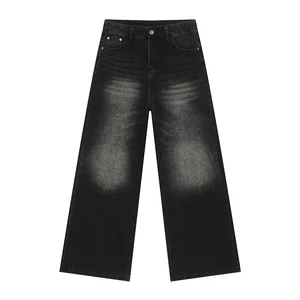 Manufactory Custom Style or Logo ODM Vintage Men's Jeans Fashion Casual Wide Leg Denim Pants Autumn Loose Male Trousers Old Blue