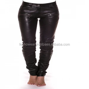 Womens Black Leather Pants Regular Fit Comfortable Durable Corduroy Casual Wear Winter Streetwear Mid Waist Plaid Wholesale