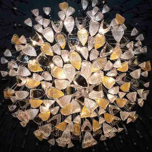 Modernistic Tailor-made Opulent Handmade Glass and Crystal Hanging Light LED Lighting Fixtures for Hotel Lobbies