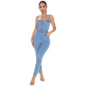 Women Vest Jeans Hot Sexy Girls Club Wear Denim Jeans Overall Custom Ladies Jumpsuit Jeans Women