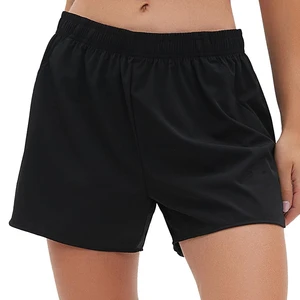 Women's High Waist Casual Sports Fleece Shorts New Solid Design Breathable Board Shorts with Drawstring Street Wear Shorts