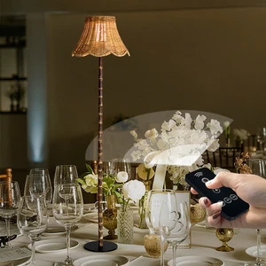 95cm Bamboo Rechargeable Table Lamp With Customization Shade Touch Control Battery Replaceable Wedding Decoration Light