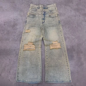 High Quality Men's Denim Jeans Baggy Straight Leg High Street Style Cotton Spandex Quick Dry Destroy Wash Custom Denim Pants