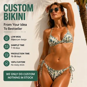 Custom Bikini OEM Manufacturer, Low MOQ 50pcs Private Label Swimwear, Custom Print & Cut Two Piece Bikini, Sample 7-10 Days