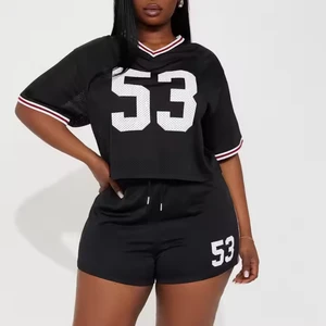 Custom 53# Women's Baseball Softball Wear Short Fashion Sporty Sets Baseball Mesh Top Crop Tee for Hot Sale