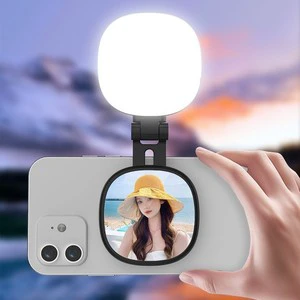 360 Rotation 180° Flip Folding Magnetic Led Mobile Phone Mini Selfie Mirror Fill Ring Light for Magsafe Video Photography Makeup
