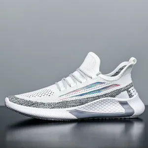 High Quality Light Wight Men Sneakers Comfortable Rubber Sole Men Sports Mesh Fabric Breathable Flat Sole Running Shoes Sneakers