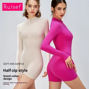 New Women's European American Sports Jumpsuit Tight-fitting Long Sleeve Fitness Outerwear High Elasticity High Strength Yoga