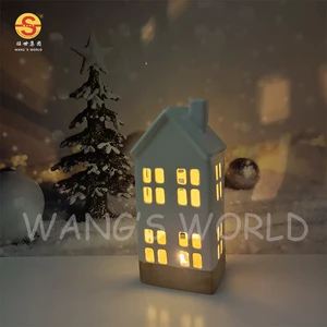 Led Light House Ceramic Night Light White Porcelain Lighted Ceramic Christmas House