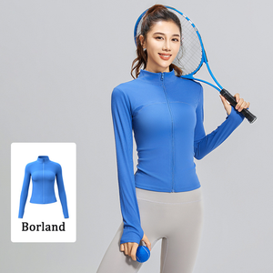 Customizable New Zipper Stand-collar Yoga Jacket for Outdoor Running and Fitness, Large Size Women's Yoga Top