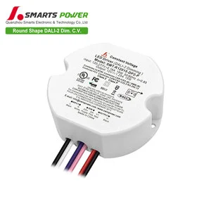 Compact Small Round DALI-2 Dimming Signal 12V 24V LED Driver 15W Multiple Optional DC Voltages For RGB Tape Light