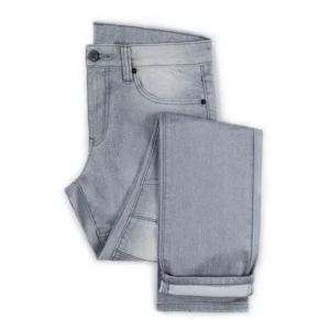 Heavyweight Motorcycle Jeans Patchwork and Distressed Gray Washed Men's Straight Pants Vintage Style