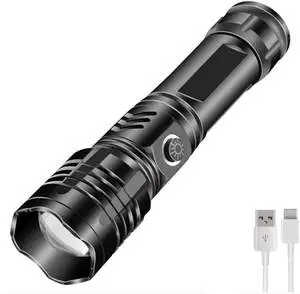 Brightenlux Waterproof Zoom Torch Light Tactical USB-C Rechargeable Long Range XHP50 Powerful LED Flashlight