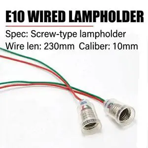 Universal E10 Alloy Light Socket Wire Transparent Screw Mount Safety Small Bulb Holder Electrical Experiment Control Panel