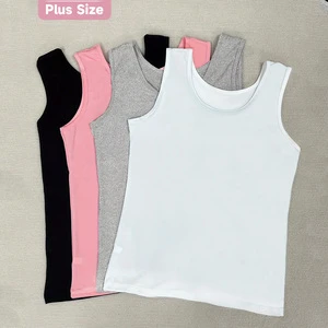 OEM Wholesale Soft Breathable Stretchy Base Layer Camisole Brushed Polyester Spandex Knitted Fabric Women's Plus Size Tank Tops