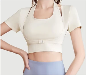 Fashionable Lightweight Front-Bust Supported Shock-Absorbing Fitted Yoga Top