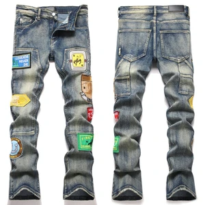 High Quality Streetwear Skinny Trousers Plus Size Casual Distressed Vintage Ripped Denim Pants Slim Fit Men's Jeans