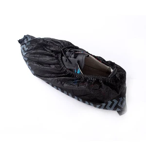 Non Woven Plastic Pp Pe Black Protection Shoe Covers Cpe Waterproof Medical Anti Slip Disposable Shoe Cover