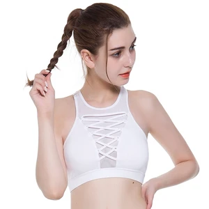2025 Youth White Fitness Crop Sport Bra Solid Color Seamless Push up Workout Sports Bra Padded Plus Size Private Label Supplier
