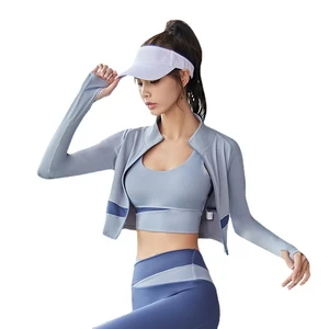 Women's Peach-Colored Turtleneck Yoga Top Thin and Breathable Workout Clothes with Navel-Exposed Design Sports Jacket