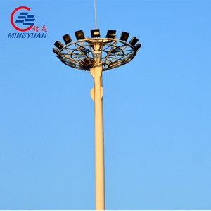 Outdoor 35 And 45 Meters Galvanized High Mast Poles With Flood Lights For Football Stadium Manufacturer