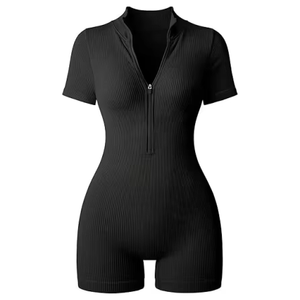 Custom Zip Up One Piece Bodysuit Quick Dry High Elastic Stretch Yoga Jumpsuit Women Activewear Gym Romper Factory Supplier OEM