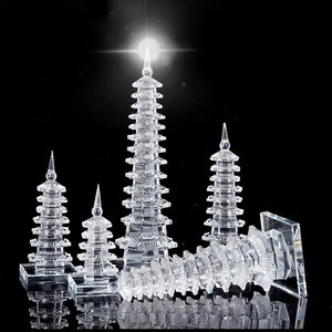 Shining Tall Buddhist Pagoda Stupa Dagoba Crystal Glass LED Light Tower