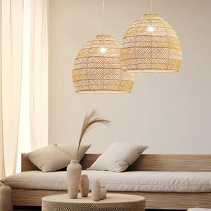 Factory Hot Sale Natural Handmade Lampada De Bambu Bamboo Weaving Lamp Wicker Hanging Lamps Rattan Pendant Light