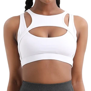 Large Chest Women's Breathable Adjustable Spandex Shockproof Push-up High Support Crisscross Straps Sports Bra for Running Yoga