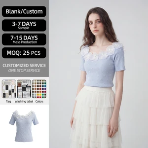 Women Slash Neck Breathable Viscose/Polyester Pullovers Short Sleeve Elegant Slim Fit Solid Casual Summer Top