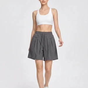 Customizable Casual Women High Waist Wide Leg Loose Fit Shorts Breathable Lightweight Drawstring Summer Active Bottoms