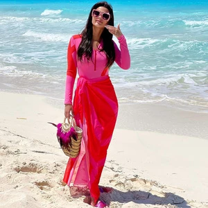 2026 Fashion Breathable Long-Sleeved Multi-Color Quick-Drying Waterproof Beach-Surfing One-Piece Swimsuit