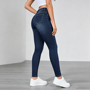 Cross-border Women's Skinny Jeans Blue Regular Denim Cotton Trousers Youth Apple Shaped High Elastic Skinny Pants