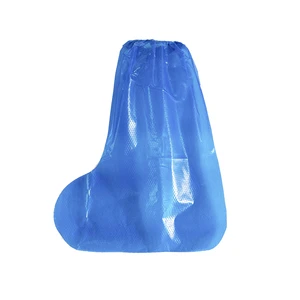 Safety Shoe Covers Waterproof Tall Blue Plastic Pull-On Abrasion Resistant Outdoor Use